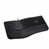 Kensington Pro Fit Ergonomic Wired Split Keyboard, Full Size, Built-in Wrist Rest, Low Profile, Quiet and Spill-Proof Keys - Black